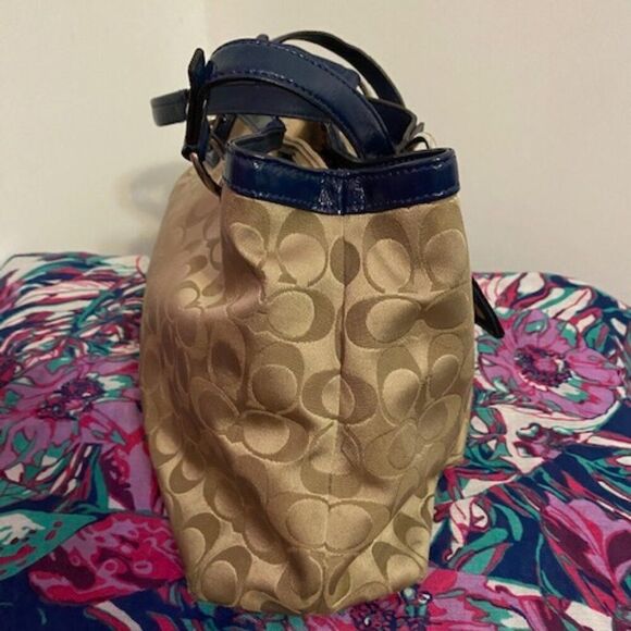 Coach F19043 Khaki/Navy Penelope Signature Satchel - Picture 3 of 10